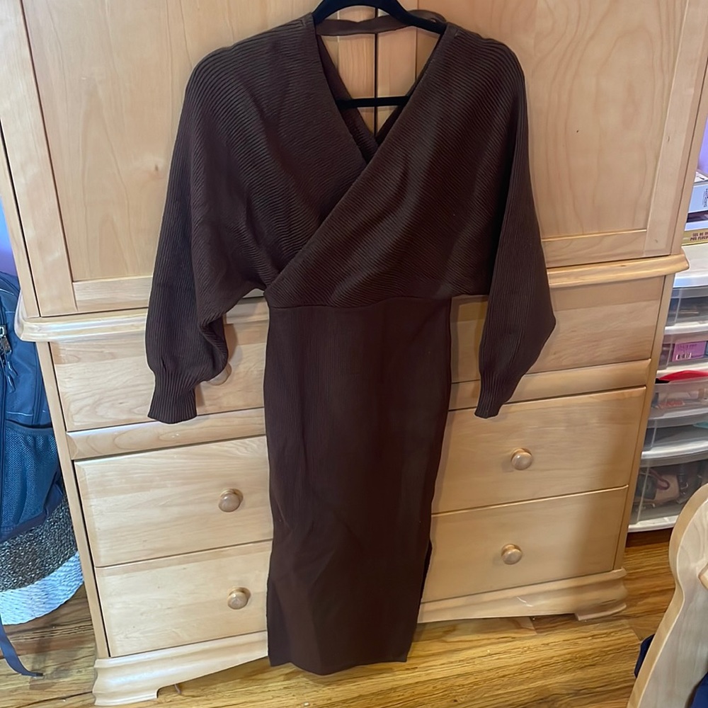 Chocolate brown sweater dress - Picture 5 of 5